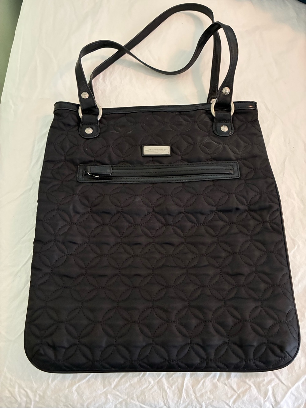 Vera Bradley Black Quilted Tote with Front Zip Pocket